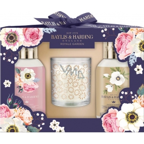 Baylis & Harding Royal Garden washing gel 100 ml + shower cream 100 ml + scented candle 60 g, cosmetic set