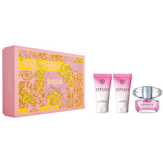 Versace Bright Crystal eau de toilette for women 50 ml + body lotion 50 ml + shower gel 50 ml, gift set