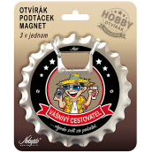 Nekupto Hobby 3-in-1 opener, coaster, magnet Passionate Traveler 10 cm