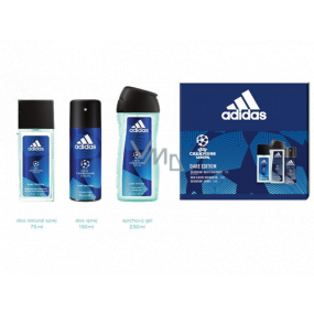 Adidas UEFA Champions League Dare Edition VI perfumed deodorant glass for men 75 ml + shower gel 250 ml + deodorant spray 150 ml, cosmetic set