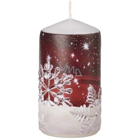 Emocio Red Candle with Snowflakes Cylinder 60 x 110 mm