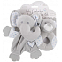 First Steps Sleepwalker with plush head Elephant + Rattle with plush head Teddy bear blue, plush set for children