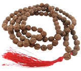 108 Mala Shiva Rudraksha, meditation jewellery, natural Indian seeds, knotted, elastic, handmade, tassel 8 cm, bead 7-8 mm