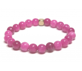 Tourmaline Rubelite pink bracelet elastic natural stone, ball 8 mm / 16-17 cm, guardian of good mood