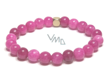 Tourmaline Rubelite pink bracelet elastic natural stone, ball 8 mm / 16-17 cm, guardian of good mood