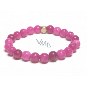 Tourmaline Rubelite pink bracelet elastic natural stone, ball 8 mm / 16-17 cm, guardian of good mood