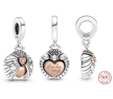 Charm Sterling silver 925 Ladybug and heart, animal bracelet pendant