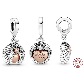 Charm Sterling silver 925 Ladybug and heart, animal bracelet pendant