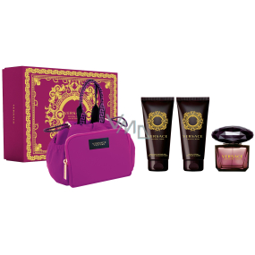 Versace Crystal Noir eau de toilette 90 ml + body lotion 100 ml + shower gel 100 ml + handbag, gift set for women