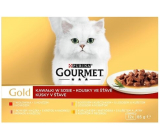 Gourmet Gold Multipack beef, turkey, duck, chicken, liver, salmon canned for adult cats 12 x 85 g