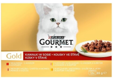 Gourmet Gold Multipack beef, turkey, duck, chicken, liver, salmon canned for adult cats 12 x 85 g