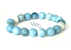 Larimar bracelet elastic natural stone, ball 9 - 10 mm / 16 - 17 cm, peace - serenity