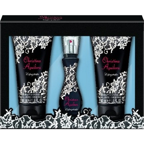 Christina Aguilera Unforgettable perfumed water for women 15 ml + shower gel 50 ml + body lotion 50 ml, gift set