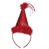 Red hat with a feather, headband