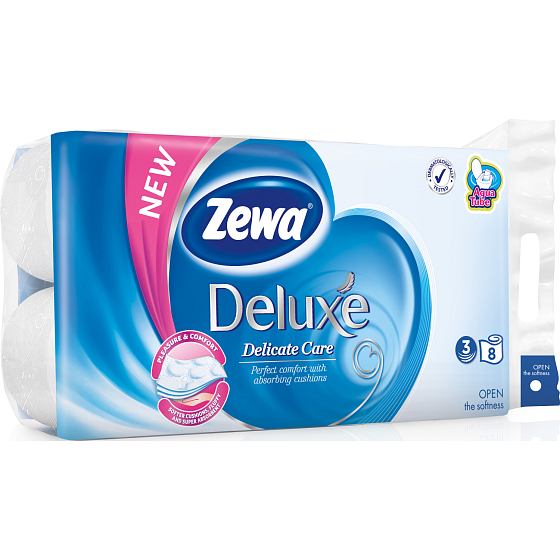 Zewa Deluxe Delicate Care 3-ply toilet paper, 19.3 m, 8 rolls
