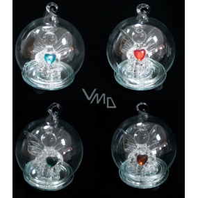 Glass ball with angel LED 6 cm 1 piece