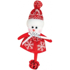 Red and white snowman with 10 cm bell
