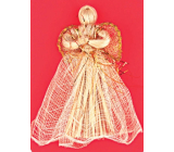 Golden angel decoration with a ruffled skirt 17 cm