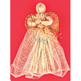 Golden angel decoration with a ruffled skirt 17 cm