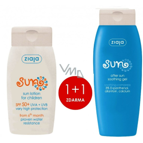 Ziaja Sun SPF 50+ Water-Resistant Sunscreen Lotion for Kids 125 ml + Sun Soothing After Sun Gel 200 ml, Duopack