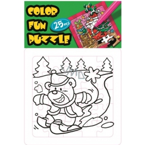 Folding Christmas motif Bear on skis coloring page 25 pieces 18 x 12 cm