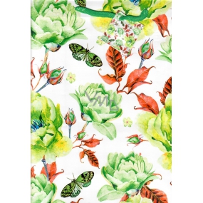 Nekupto Gift paper bag 32.5 x 26 x 13 cm Flowers with butterflies 1721 50 KFL