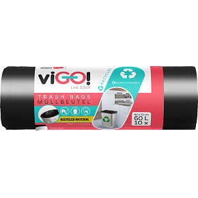 viGO trash bags, 24 µ, 60 × 70 cm, 60 l, 10 pcs