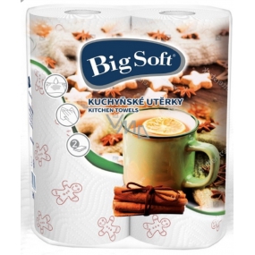 Big Soft Winter paper kitchen towels with print 2 ply 2 pieces