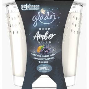 Glade Deep Amber Hills with the scent of black currant, incense and amber scented candle in the glass, burning time up to 32 hours 129 g