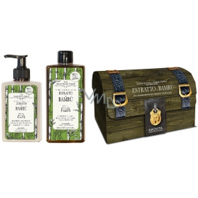 Amovita Estratto di Bambú Bamboo extract body lotion 300 ml + shower gel 300 ml + pendant for happiness, cosmetic set