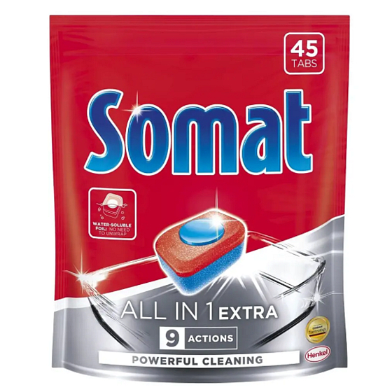 Somat All in 1 Extra Dishwasher Tablets 45 Tablets 819g