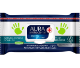 Aura Antibacterial wet wipes for hands, destroys up to 99% of bacteria 72 pieces