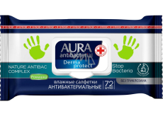 Aura Antibacterial wet wipes for hands, destroys up to 99% of bacteria 72 pieces
