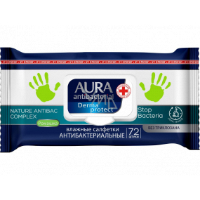 Aura Antibacterial wet wipes for hands, destroys up to 99% of bacteria 72 pieces