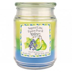 Candle-lite Lime, Pear, Blueberry scented candle in glass 3 scents, burning time 100 - 120 hours 538 g