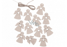 Angel wooden hanging silver 3 cm 12 pieces