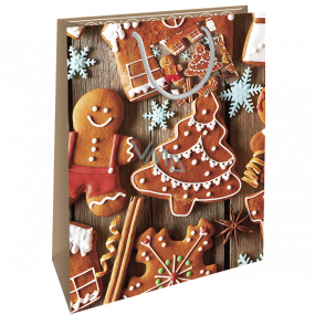 Nekupto Gift paper bag 32.5 x 26 x 13 cm Christmas gingerbread WBL 1946 01