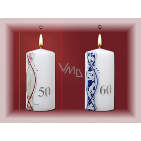 Lima Jubilee 50 years candle silver stripe with silver decoration cylinder 70 x 150 mm 1 piece