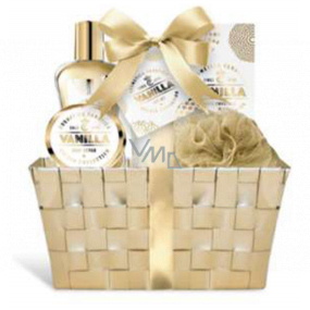 Cosmetica Fanatica Vanilla body lotion 95 ml + shower gel 190 ml + body scrub 50 ml + bath salt 50 g + bath mat + basket, cosmetic set