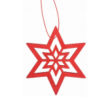 Wooden star for hanging red 10 cm