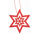 Wooden star for hanging red 10 cm