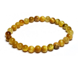 Tiger's eye gold bracelet elastic natural stone, ball 6 mm / 16-17 cm, stone of the sun and earth, brings luck and wealth