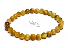 Tiger's eye gold bracelet elastic natural stone, ball 6 mm / 16-17 cm, stone of the sun and earth, brings luck and wealth