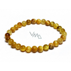 Tiger's eye gold bracelet elastic natural stone, ball 6 mm / 16-17 cm, stone of the sun and earth, brings luck and wealth