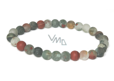 Heliotrope / Bloodstone matt bracelet elastic natural stone, ball 6 mm / 16 -17 cm, stone of courage