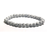 Lava white bracelet elastic natural stone, ball 6 mm / 16-17 cm, born of the four elements