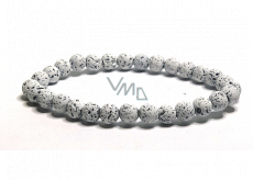 Lava white bracelet elastic natural stone, ball 6 mm / 16-17 cm, born of the four elements