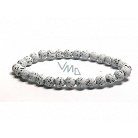 Lava white bracelet elastic natural stone, ball 6 mm / 16-17 cm, born of the four elements