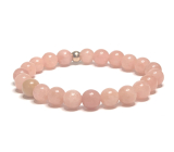 Tourmaline salmon bracelet elastic natural stone, ball 8 mm / 16-17 cm, guardian of good mood