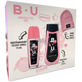 B.U. Absolute Me perfumed deodorant glass 75 ml + shower gel 250 ml + cap, cosmetic set for women
